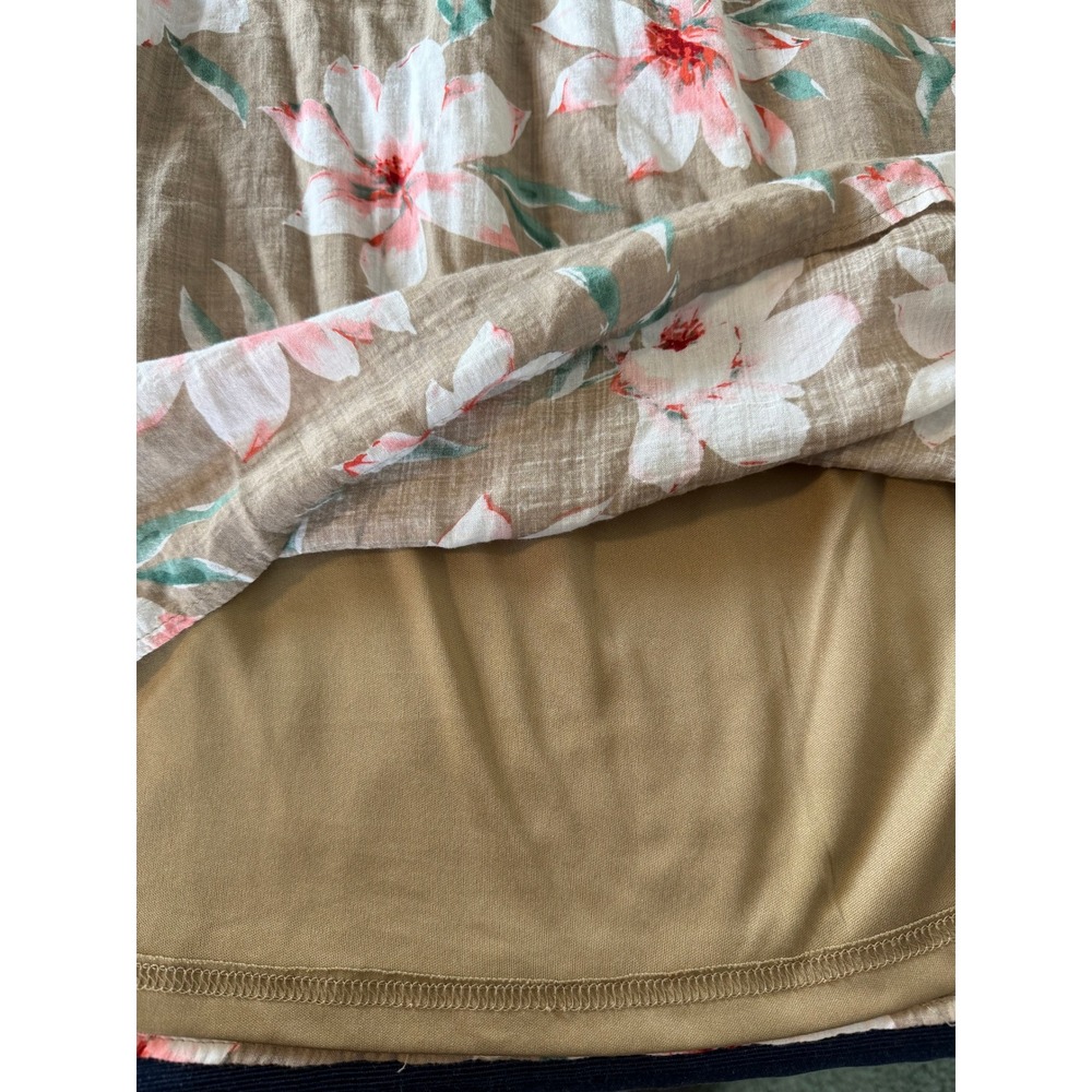 Summer Vacation‎ Dress M Floral One Shoulder Ruffle Cotton Linen Tropical Boho - Picture 8 of 8